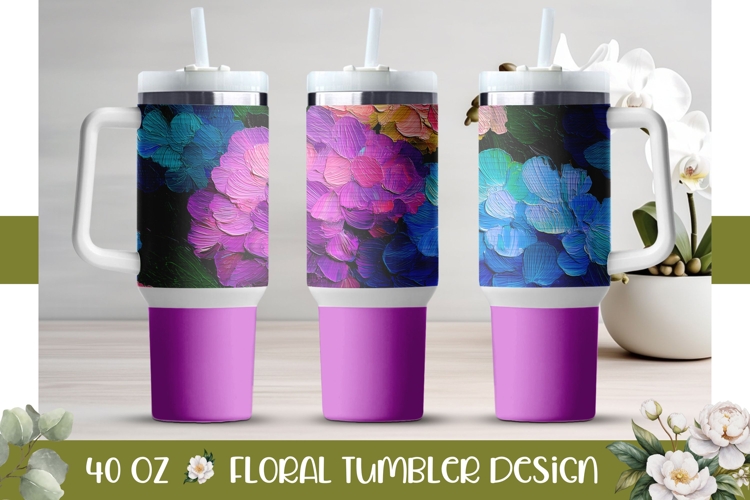 Purple Tumbler Wrap Design, Hydrangea 40 Oz Tumbler PNG