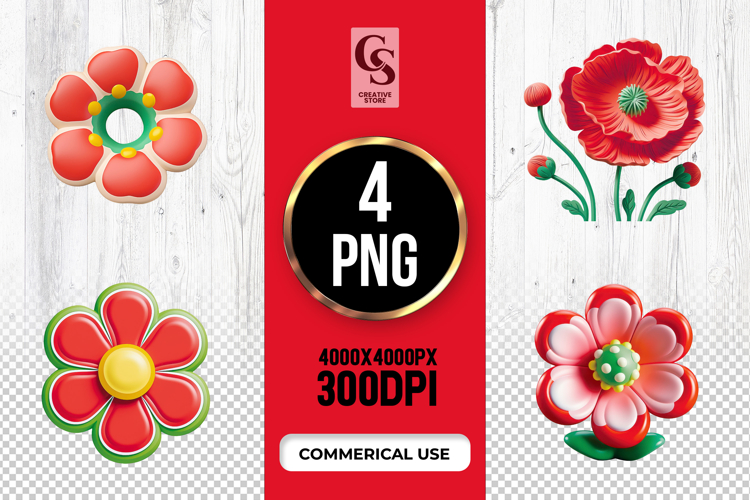 Red Flower Clipart Image 2