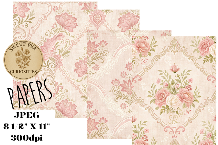 Shabby Chic, Pink, Paper, Floral, Papers, Junk Journal