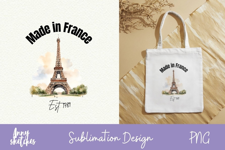 Eiffel Tower Made in France Sublimation Design Paris Clipart