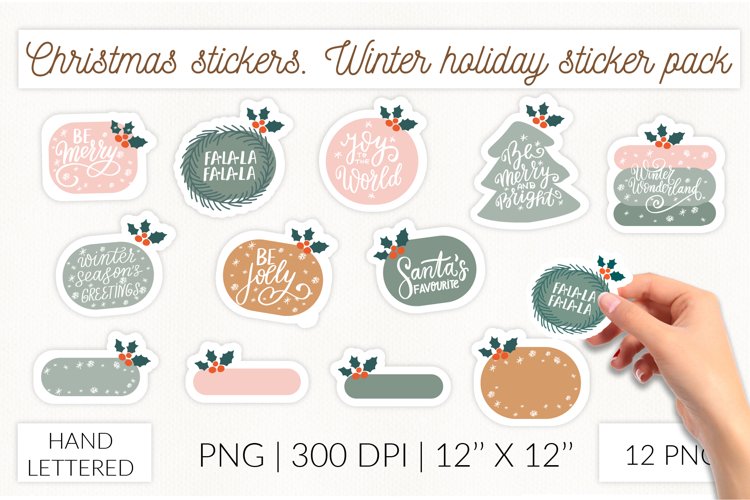 Christmas stickers. Christmas tags sticker pack example image 1