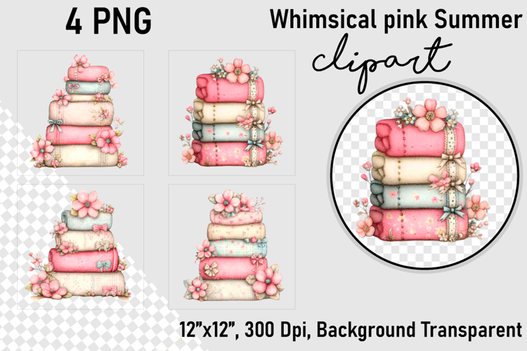 Whimsical pink Summer clipart PNG, Summer clipart