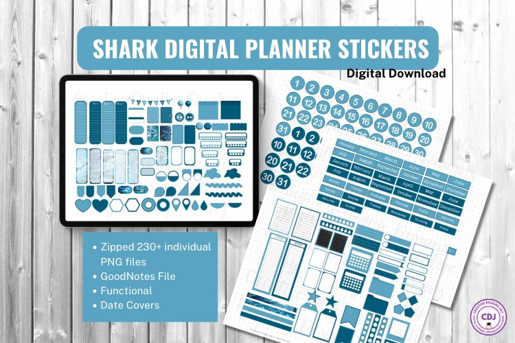 Shark Digital Planner Stickers example image 1