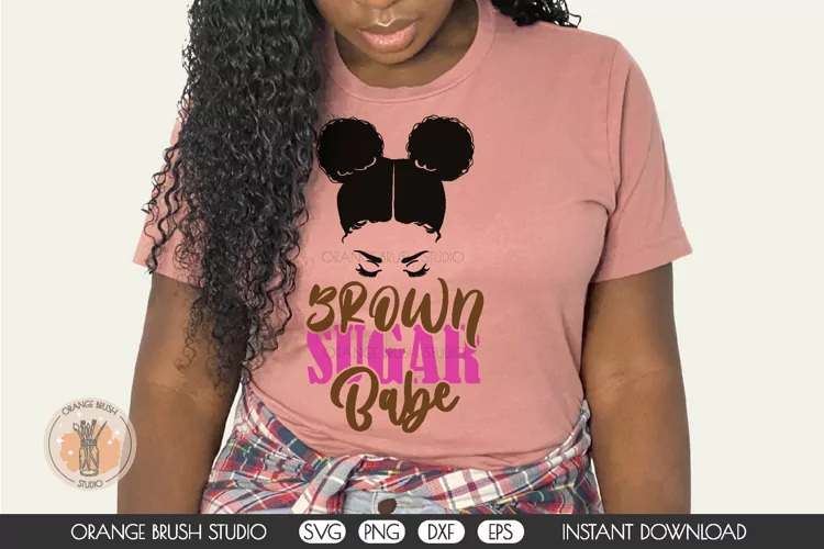 Brown Sugar Babe. Black Woman With Afro Puffs - SVG Cut File