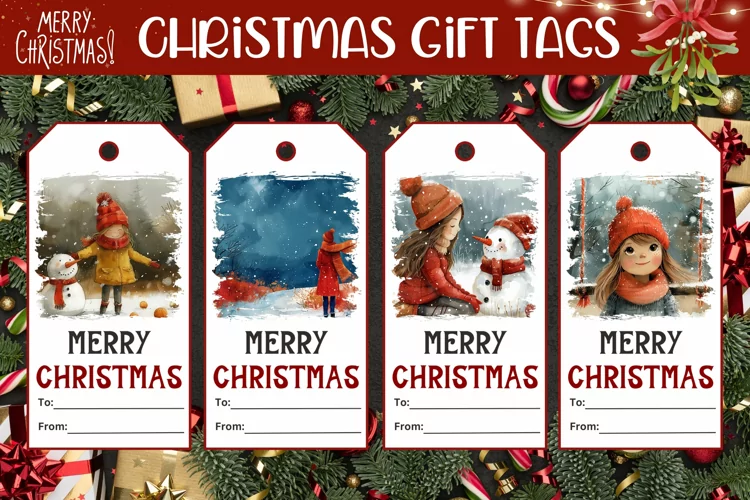 Watercolor Christmas Gift Tags, Snowman Gift Tag Printable