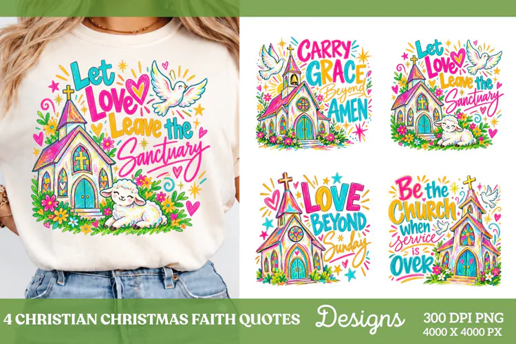 4 Christian Christmas Shirt Designs, 4 Nativity Faith Quote