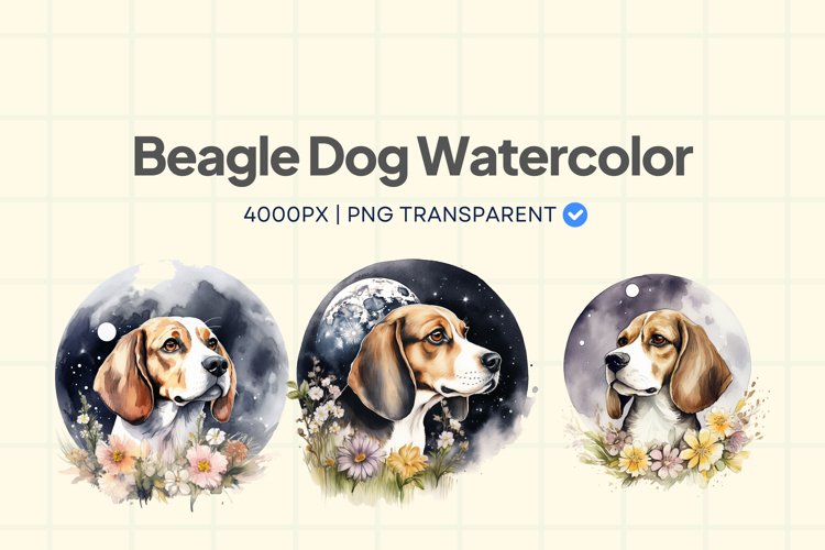 Beagle Dog Watercolor Sublimation Bundle Png