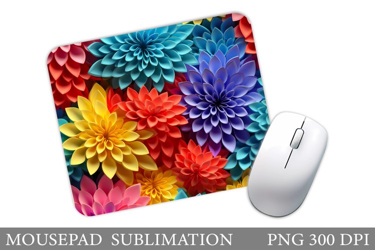 Flowers Mouse Pad Sublimation. 3D Flowers Mouse Pad Design example image 1