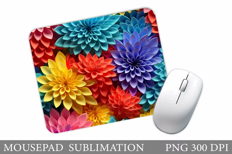 Flowers Mouse Pad Sublimation. 3D Flowers Mouse Pad Design