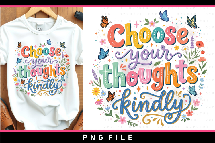 Choose your thoughts kindly, Kindness quotes Sublimation PNG