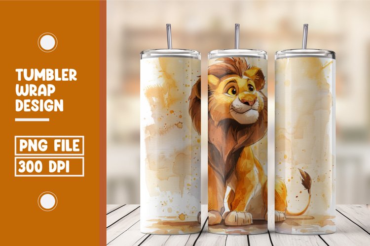 Watercolor Lion Tumbler Warp Design example image 1