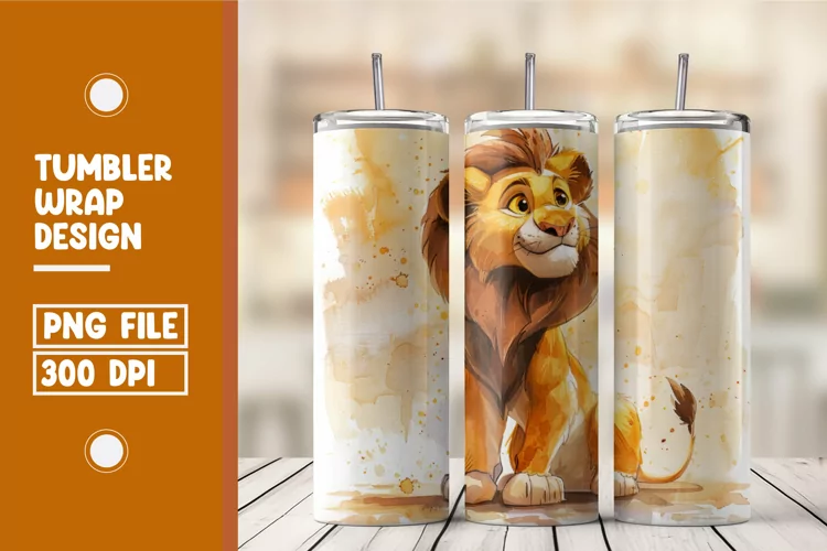 Watercolor Lion Tumbler Warp Design