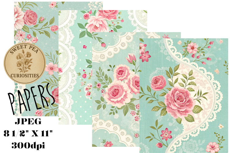 Flowers, Shabby Chic, Papers, Junk Journal