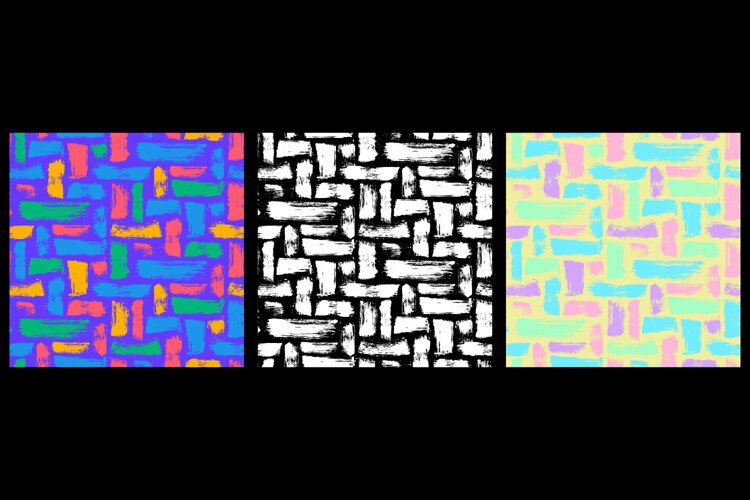 Grunge Brushstrokes 3 Seamless Patterns example image 1