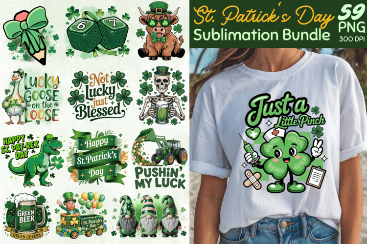 St Patricks Day PNG Sublimation Design Bundle | Lucky PNG