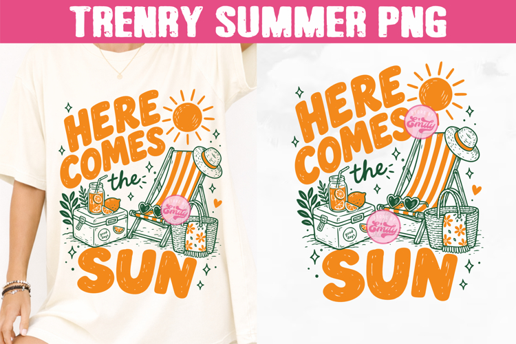 Here Comes The Sun PNG, Preppy Coastal Summer Sublimation