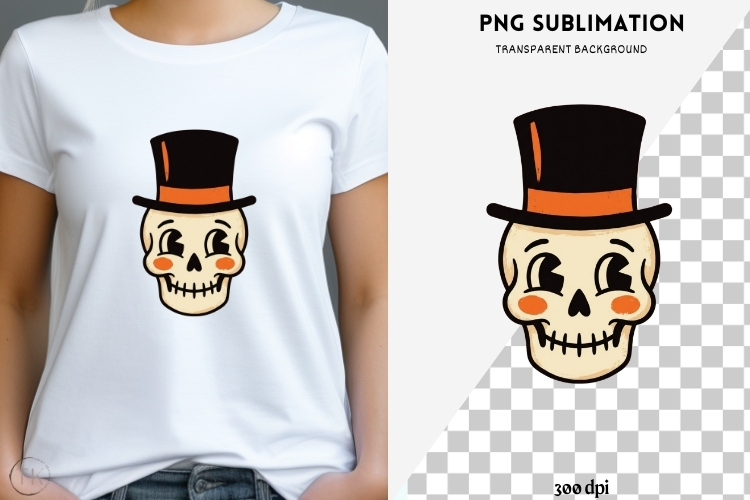 Vintage folk-art halloween png design for T-shirts