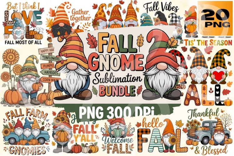 Fall Farm Gnomies Cozy Autumn Gnome PNG Pack