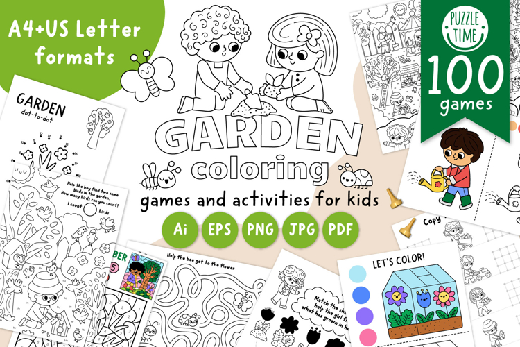 Garden coloring games and activities for kids