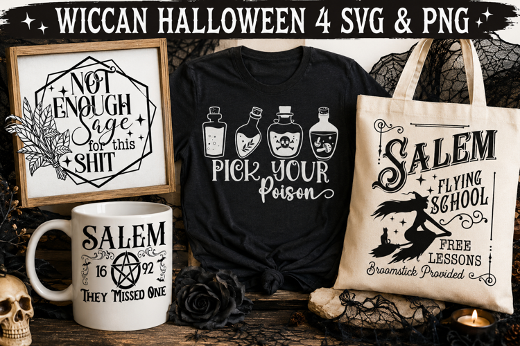 Wiccan Halloween SVG PNG, Salem Witch & Potion Sayings