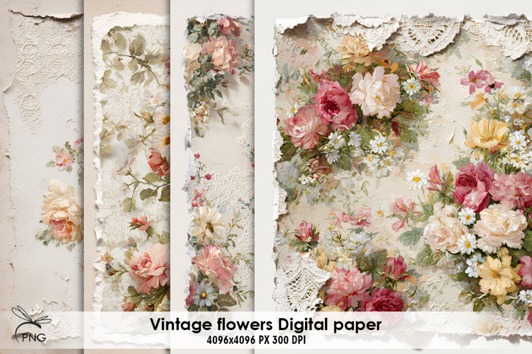 Vintage flowers digital paper