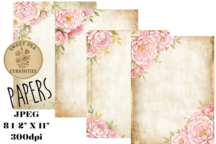 Shabby Chic, Flowers, Papers, Junk Journal