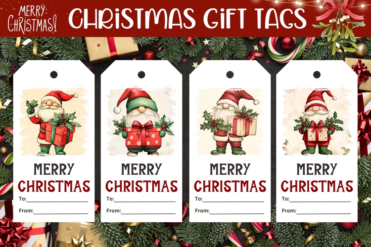 Cartoon Christmas Santa Claus Gift Tags, Christmas Gift Tag