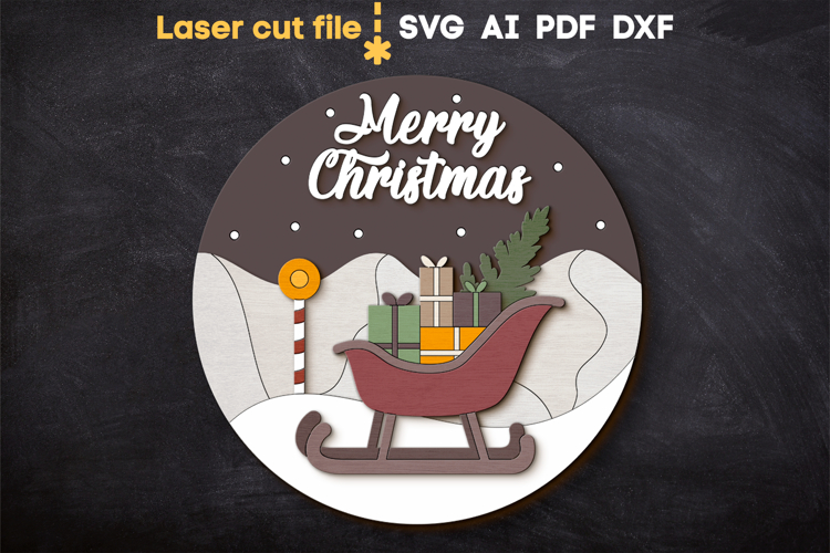 Christmas Sleigh SVG laser cut files for Glowforge