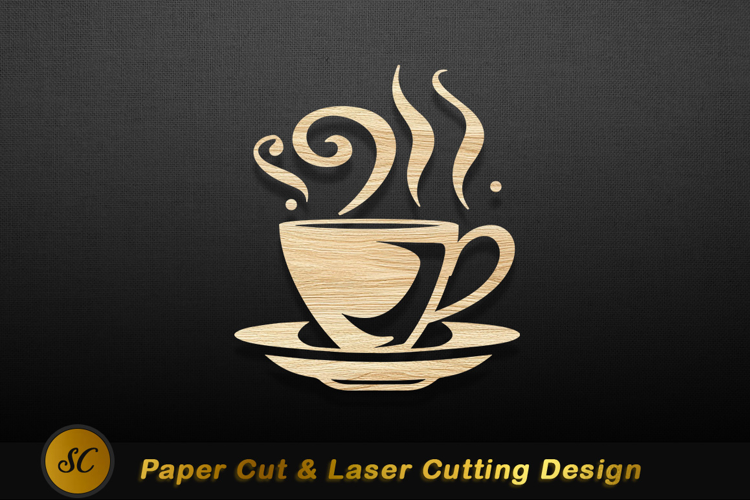 Wooden coffee cup steaming saucer Laser Cut Files