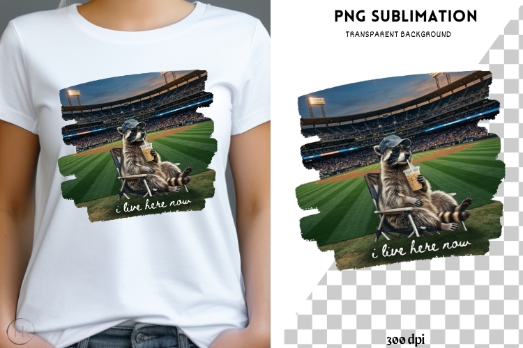 Funny raccoon png design for T-shirts