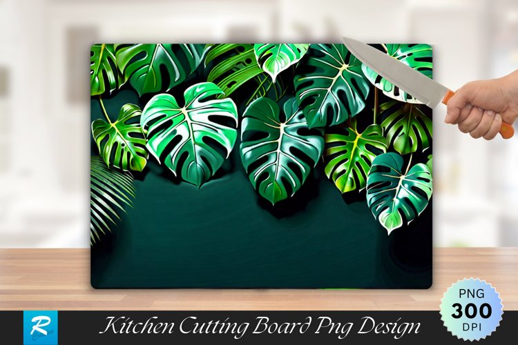 Monstera Deliciosa Cutting Board Sublimation Design