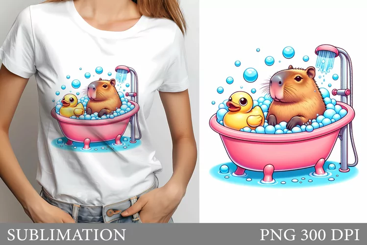 Funny Capybara T-Shirt Design. Cute Capybara Sublimation