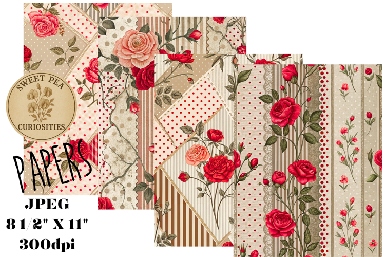 Valentines, Shabby Chic, Papers, Junk Journal