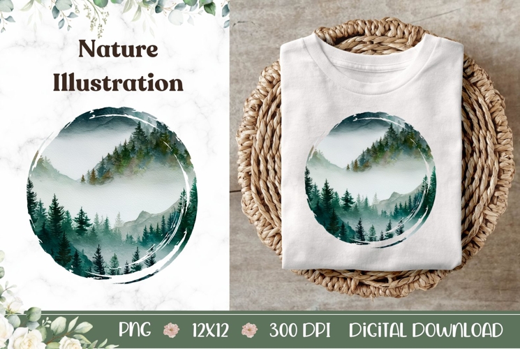 Watercolor Forest Illustration, Cartoon Forest PNG