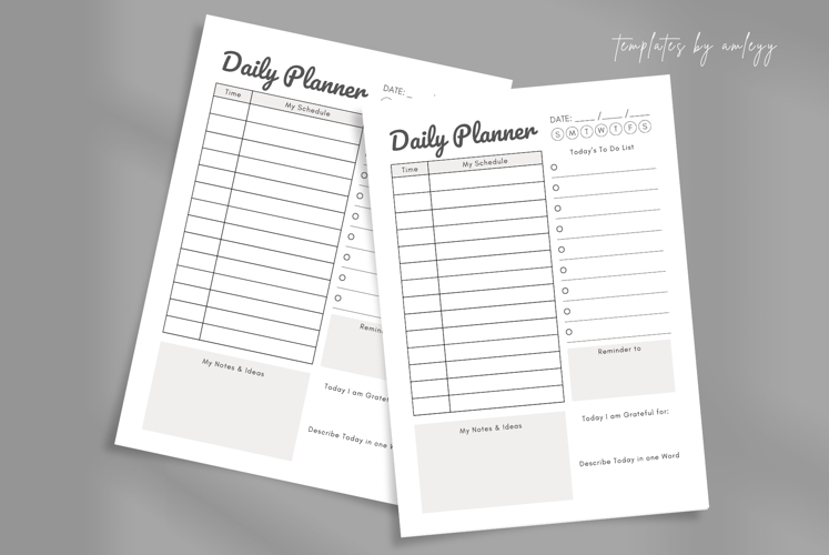 Minimal Daily Planner Template Canva | Simple Daily Schedule