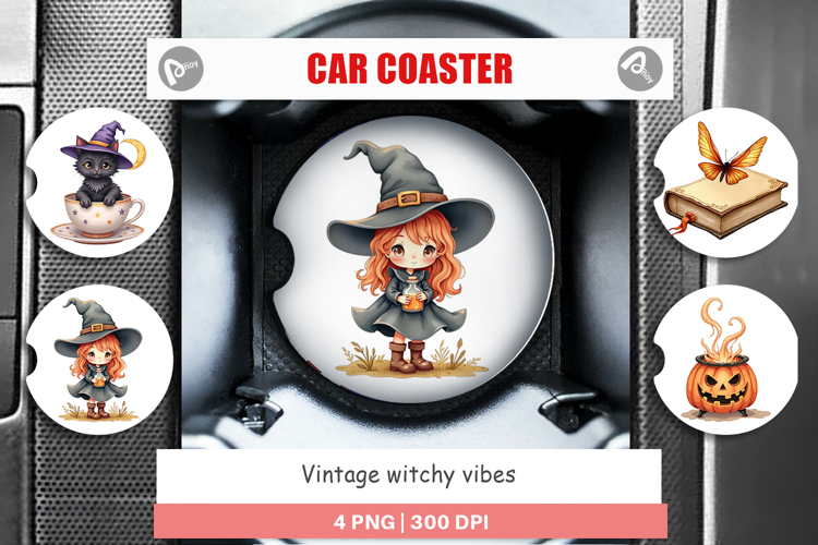 Car Coaster Vintage Witchy Vibes