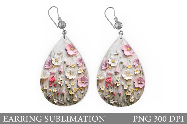Wildflowers Earring Design. Flowers Earring Sublimation example image 1
