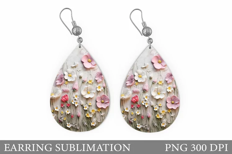 Wildflowers Earring Design. Flowers Earring Sublimation