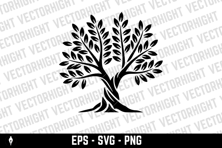 Olive tree silhouette icon. Design element for logo, label,