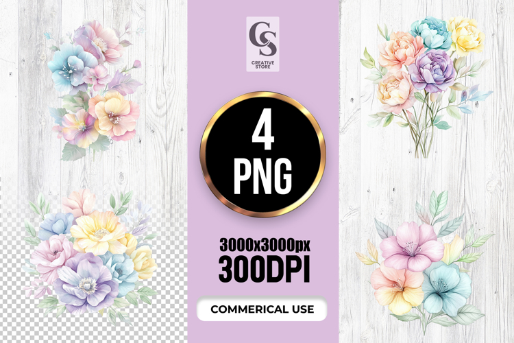 Pastel Watercolor Flower Png Image 5