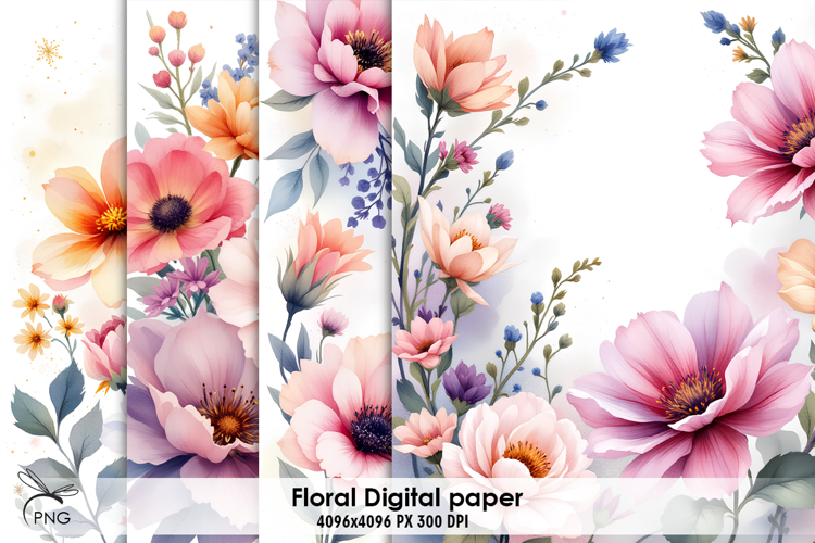 Floral digital paper, background clipart