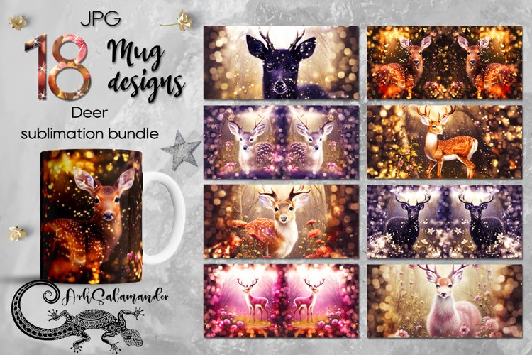 Fantasy Deers | Magic Sublimation Mug design bundle, JPG