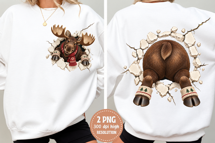 Christmas Reindeer Front Back PNG