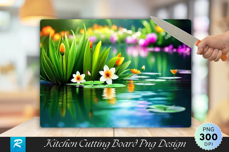 Beautiful Flowers Bloom Cutting Board Sublimation Design