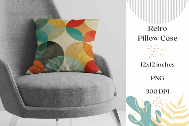 Cute Retro Pillow Case Design, Colorful Pillowcase Template