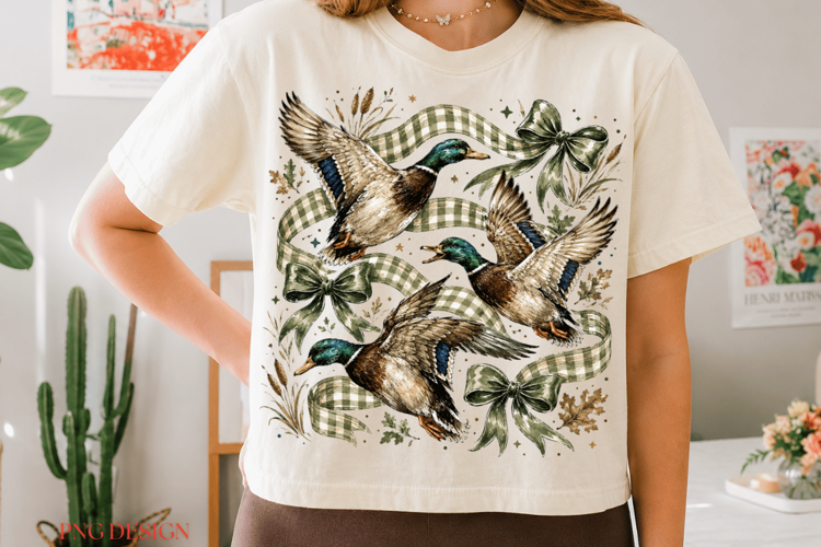Vintage Flying Mallard Ducks PNG Sublimation Design file
