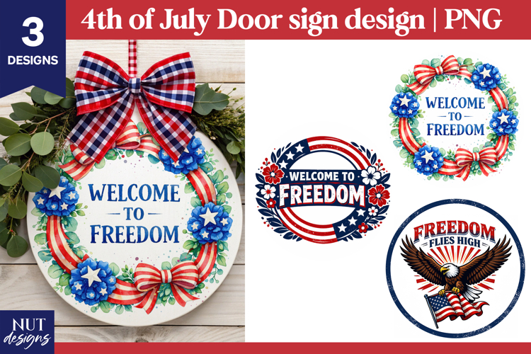4th of July sublimation designs Eagle patriotic door signs