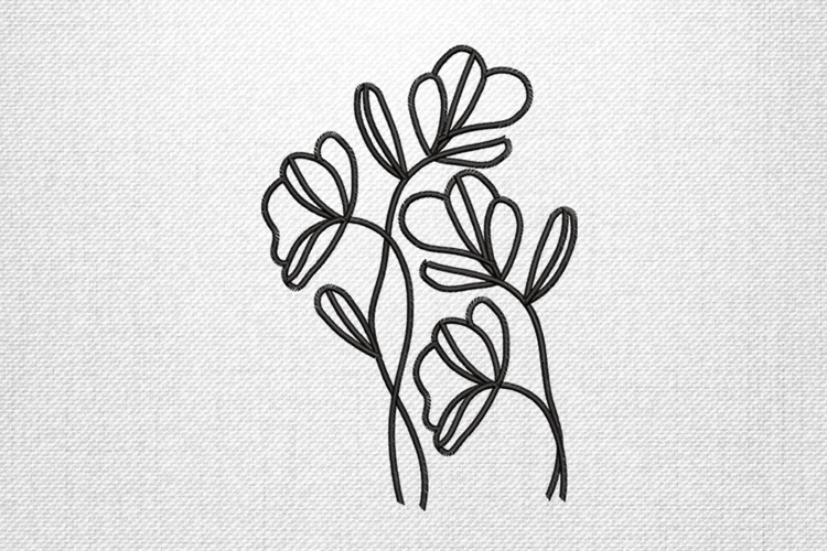 Minimalist Floral Line Art Embroidery Design