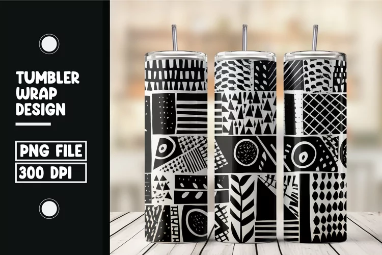Ivory Themed Geometric Tumbler Warp Design