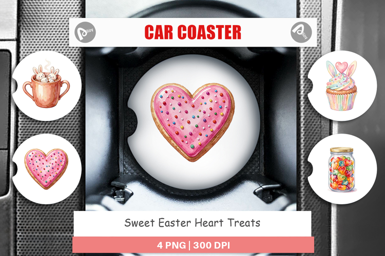 Sweet Easter Heart Treats Car Coaster